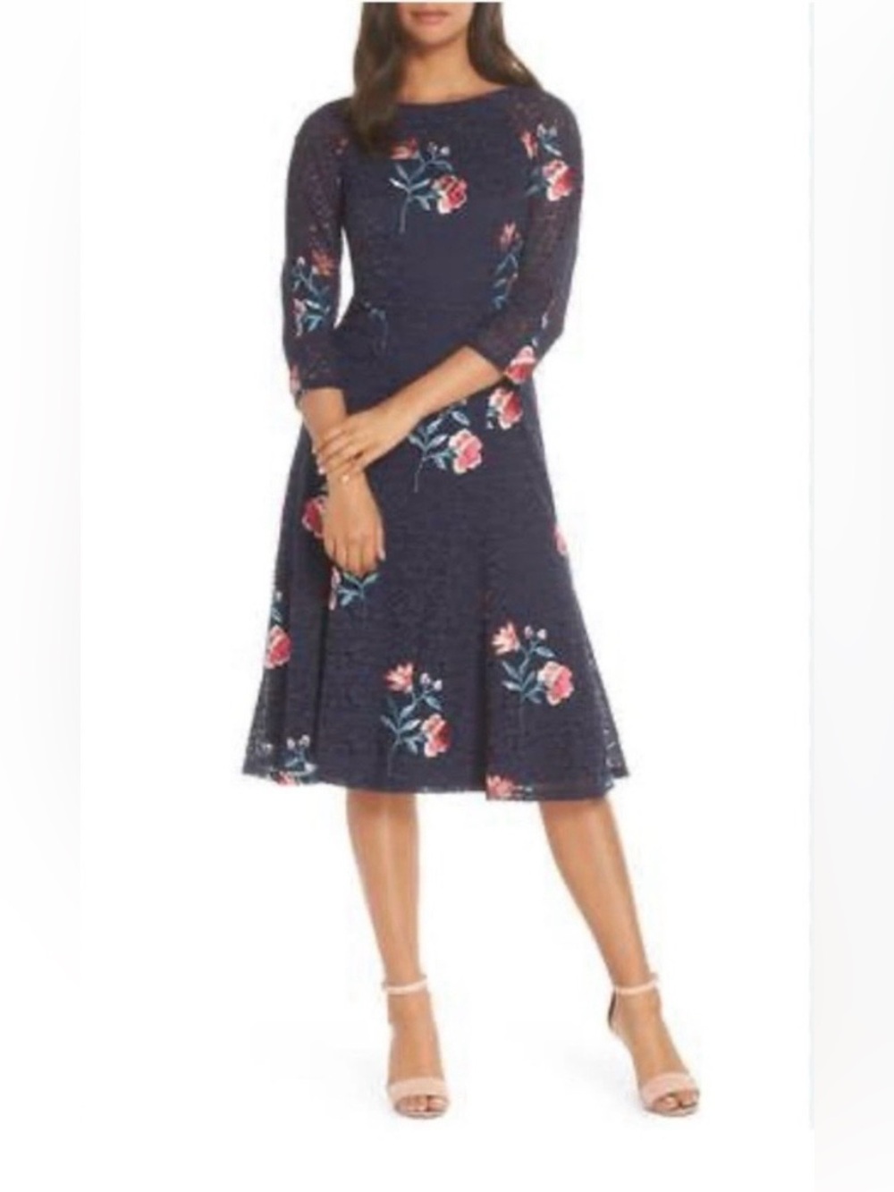 Eliza J Embroidered Lace A Line Dress SZ 8